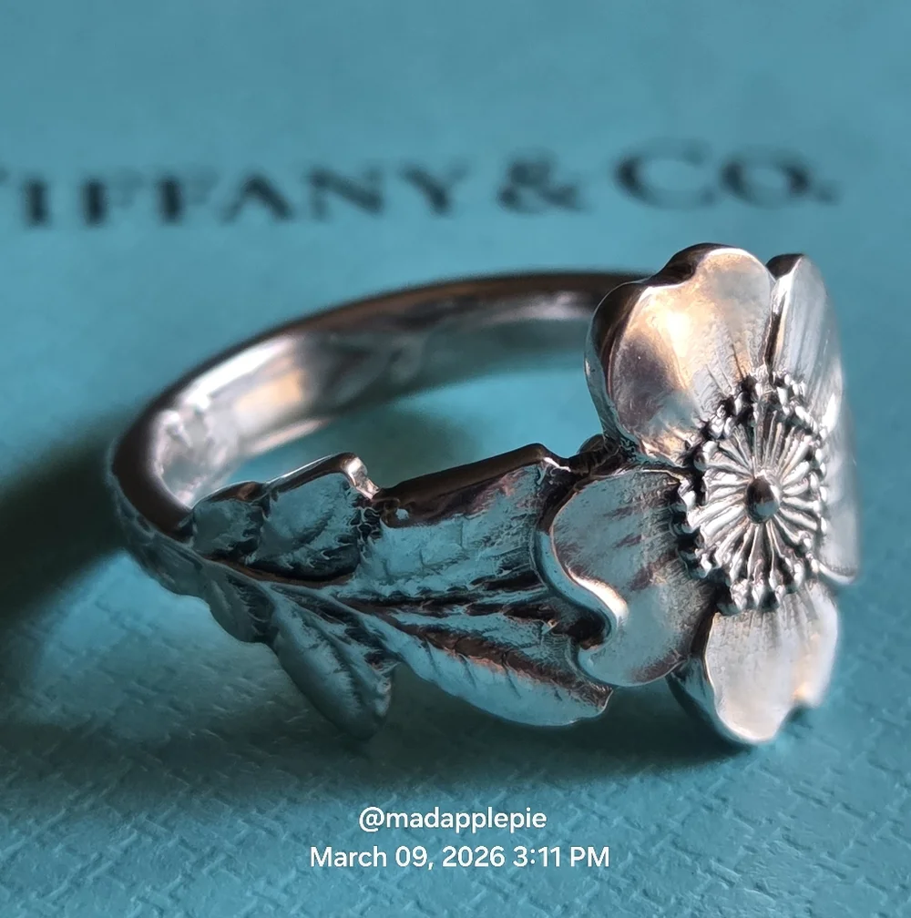 1885 Tiffany & Co. Wild Rose Spoon Ring Floral Motif Collection Size 6 #60